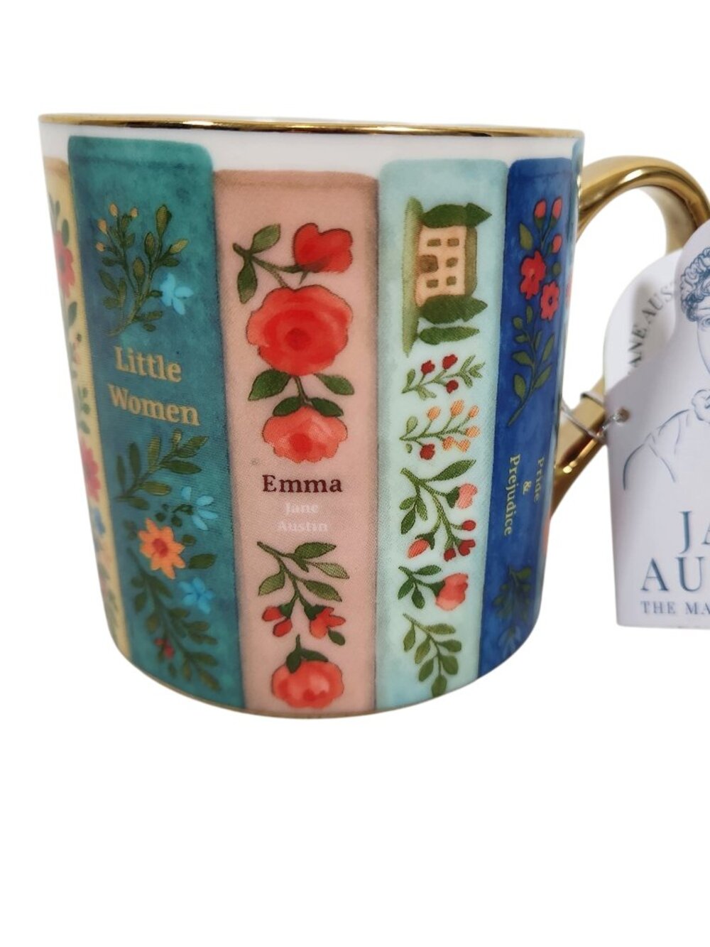 EnVogue Jane Austen Novels Mug Cup Porcelain Colorful Floral Pride & Prejudice